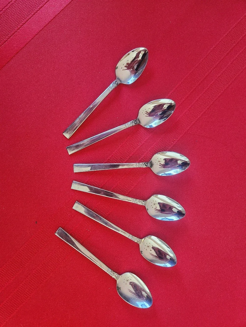 Vintage Mid-Century Modern Hammered Silver Demitasse / Espresso Spoons  Set of 6